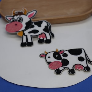 Ensemble de 2pcs 12pcs lot en vrac mixte vache auto-adhésive brodé fer à coudre sur patch bricolage 7-8cm 3ich