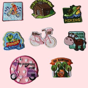 Set of  8pcs 48pcs   bulk lot pack fun patches outdoor camping explore  collection   embroidered iron on patch   badge  5-8cm  2-3inch