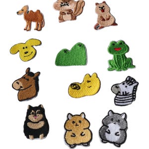 Set of  12pcs  bulk lot   small  cartoon collection camel frog horse cat dog embroidered   iron  on patch b  diy  sewing baby apparel 3-4cm
