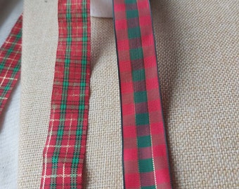 Set of   20yards  bulk lot green red  gingham plaid ribbon, scrapbooking , diy   christmas  gift wrapping  headband  2.2cm  7/8inch