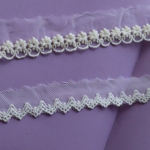 Set of 2 yards   40yards bulk lot  ivory  flower frill embroidered  lace trim diy sewing  hair accessory wedding bridal doll  dress