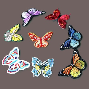 Set of 4pcs  8pcs  48PCS  Bulk lot Red pink purple blue monarch  butterfly collection  embroidered  iron on sew  on patch  6-8cm