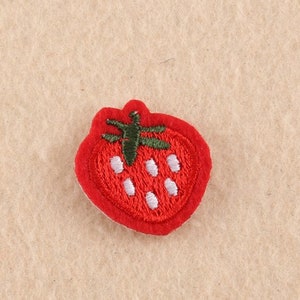 Set of 10pcs 20pcs 100pcs bulk lot small tiny mini red strawberry embroidered iron on patch about 2.5cm 1inch wholesale image 4