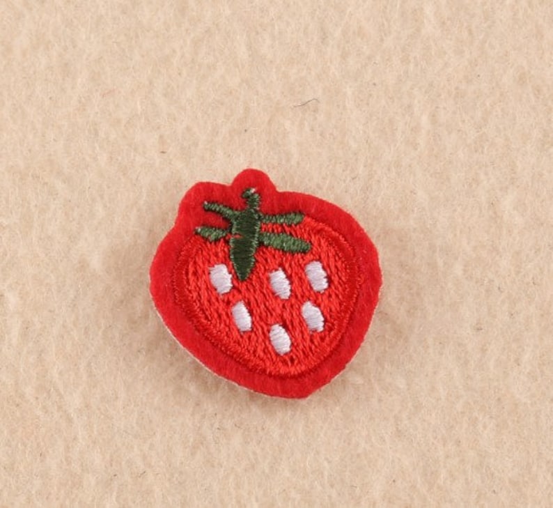 Set of 10pcs 20pcs 100pcs bulk lot small tiny mini red strawberry embroidered iron on patch about 2.5cm 1inch wholesale image 4