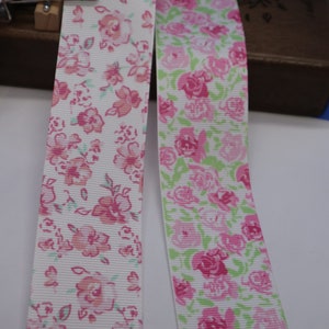 2yards 6yards   20yard pink Cherry blossom rose flower grosgrain ribbon,  diy  hair craft   gift wrapping  headband  3.8cm 1.5&quot;