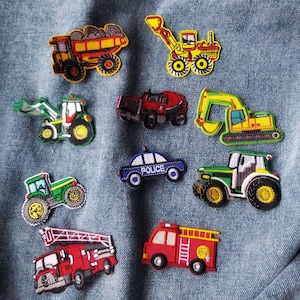 Car Iron on Patches Excavator, Racing car, Fire India