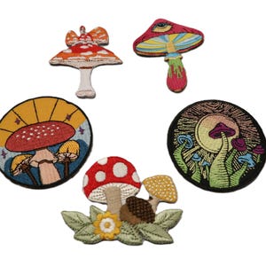Set of   5pcs  bulk lot  mixed  mushroom fungus    embroidered     iron on patch  6-8cmcm diy journal  sewing  7cm