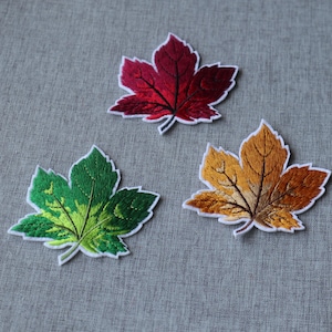 Set of  6pcs 48pcs bulk lot green  red yellow maple leaf leaves  embroidered   iron on patch   8cm  wholesale  thanksgiving
