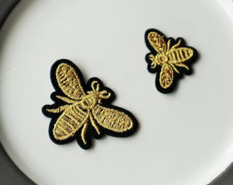 Set of  4pcs  12pcs 100pcs   bulk lot mixed small  large sizes  gold golden  bumble bee   embroidered iron on  patch 1inch 2inch wholesale