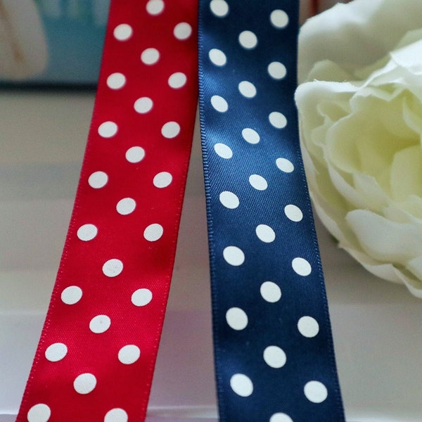 6yards 12yards bulk lot  satin polka dot   ribbon, scrapbooking , birthday decor  diy  hair craft  christmas gift wrapping  headband  1"