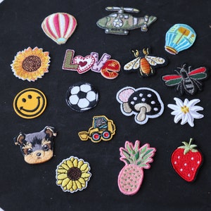 Set of 16pcs 160pcs  bulk lot bee mushroom star flower collection embroidered  iron on sew  on patch   4-6cm