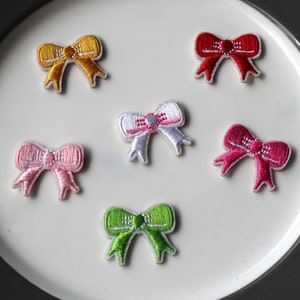 Set of  6pcs 12pcs  bulk lot mini small  stick on  embroidered  bow  iron on patch  about  about 2.5x2cm  diy doll  mask
