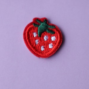 Set of 10pcs 20pcs 100pcs bulk lot small tiny mini red strawberry embroidered iron on patch about 2.5cm 1inch wholesale image 3