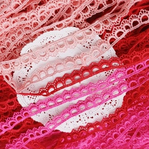 2yard 10yards bulk lot  wholesale Red Pink hot pink crown  frill venice  lace trim diy sewing   1.3cm