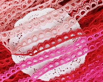 3yard 30yards bulk lot  wholesale Red Pink hot pink crown  frill venice  lace trim diy sewing   1.3cm