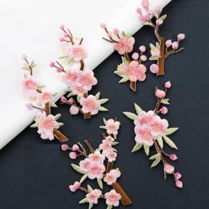 Set of 2pcs  6pcs 36pcs bulk lot  cherry blossom flower   collection  embroidered  iron on sewing on  patch   about 3-4inch
