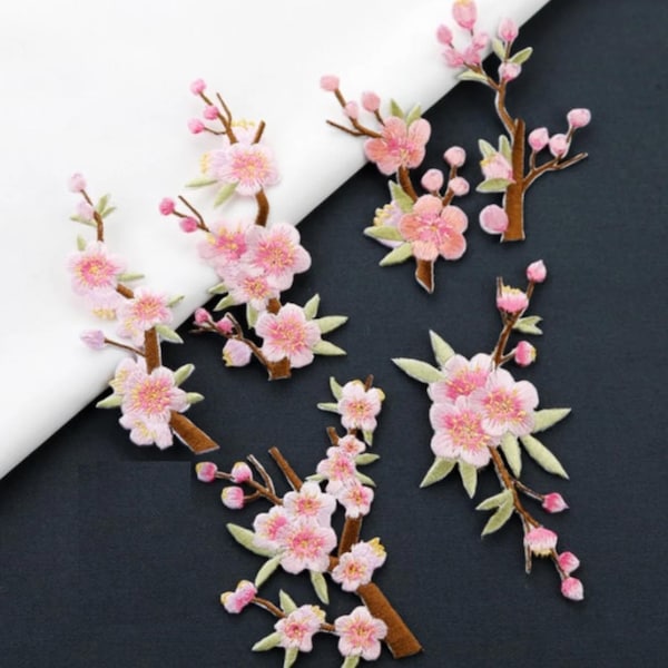 Set von 2 Stück 6 Stück 36 Stück groß Lot rosa Kirschblüte Blume Sammlung gestickt Eisen auf Nähen auf Flecken über 3-4 Zoll