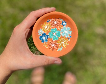 Floral Hand-Painted Ring Dish, Jewelry Dish, Trinket Dish, Ring Holder, Jewelry Tray, Gifts for Her, Custom