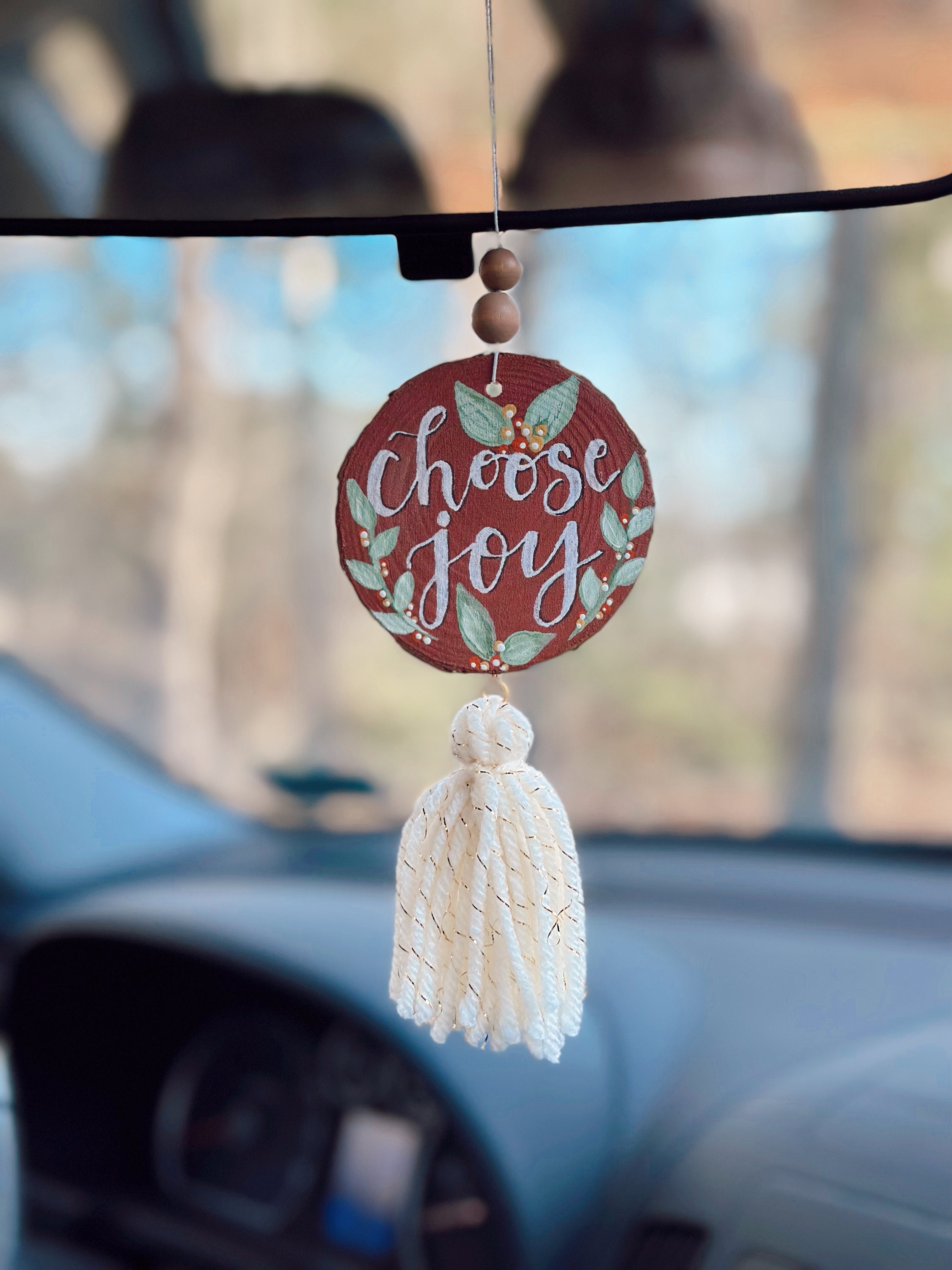 Have A Good Day 2d Flat Car Ornament & Wood Beads, Happy Smiley Face,  Inspirational Quote Beaded Rear View Mirror Accessories, Rearview Hanging  Charm