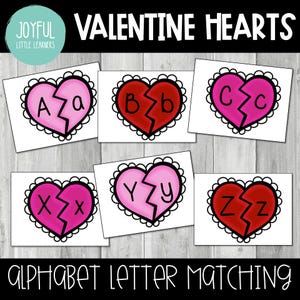 Tarjetas de actividades imprimibles de combinación de letras del alfabeto de San Valentín / combinación de corazones de San Valentín