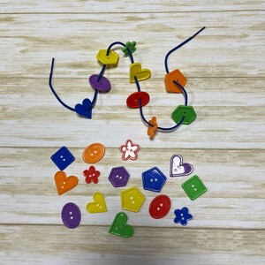 Shape Buttons Lacing & Threading Toddler Preschooler Busy Bag