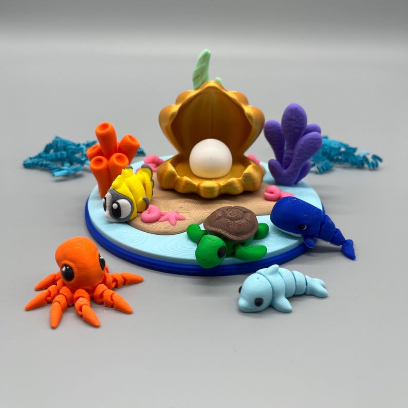 3D Printed Ocean Play Set With Flexi Animals | Under the Sea Toy ...