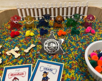 PAW Patrol Sensory Bin | Rubble & Crew Sensory Bin