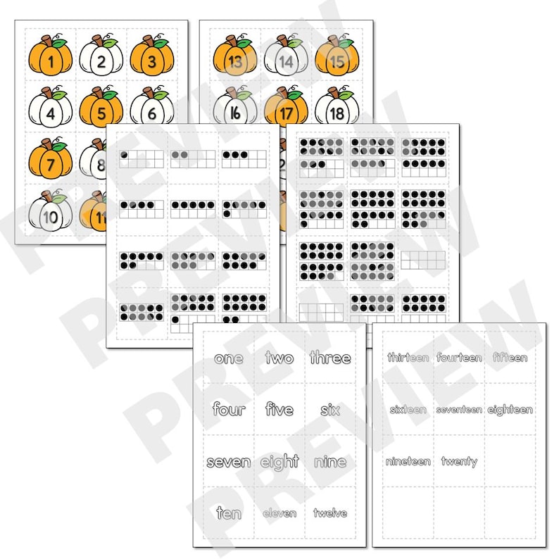 Pumpkin Ten Frames Subitizing Matching | Fall Pumpkin Ten Frames ...