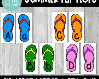 Summer Flip Flops ABC Letter Matching | Beach Flip Flops Alphabet Matching Printable Activity Cards