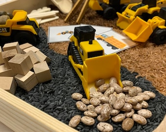 Construction Truck Sensory Bin | Road Work Sensory Bin | Trucks Sensory Set
