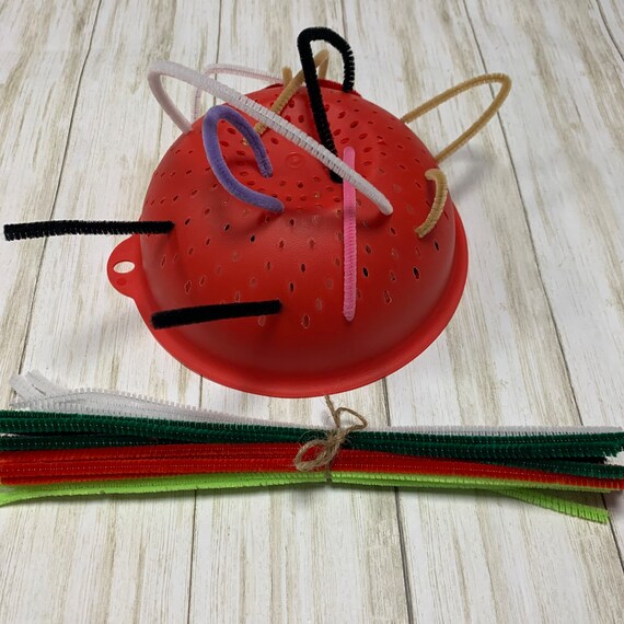 Pipe Cleaner Colander Lacing & Threading Toddler Busy Bag Etsy