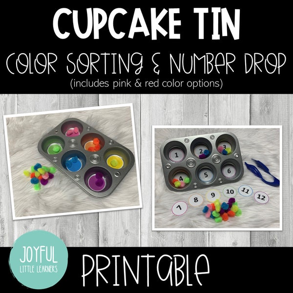 Cupcake Tin Color Sort & Number Identification Printable Digital Download