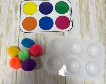Pom Pom Color Matching Busy Bag | Toddler Preschooler Visual Discrimination Activity | Fine Motor Skills Busy Bag