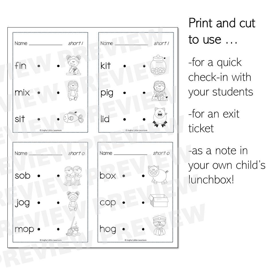 Cvc Note CVC Words Lunchbox Notes | CVC Exit Tickets | CVC Decoding Quick Checks ...
