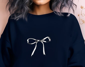 Trendy Sweatshirt, Ribbon Sweatshirt, Aesthetic Sweatshirt Ribbon Sweatshirt, Cute Aesthetic Sweatshirt, Gift For Her Pink Hoodie Aesthetic,