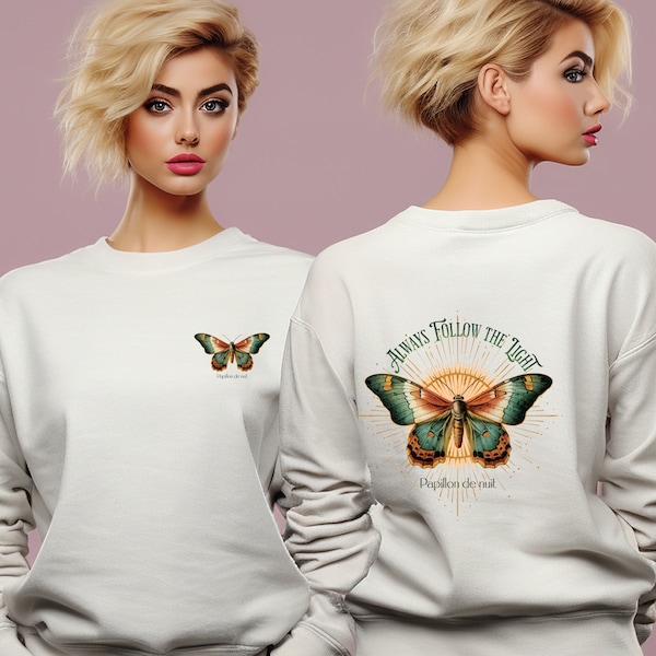 Butterfly Vintage T-sweatshirt,T-sweat for Women, Papillons T-Shirt, Botanical Sweat,Papillon De Nuit Butterfly T-Sweat,Papillons T-sweat