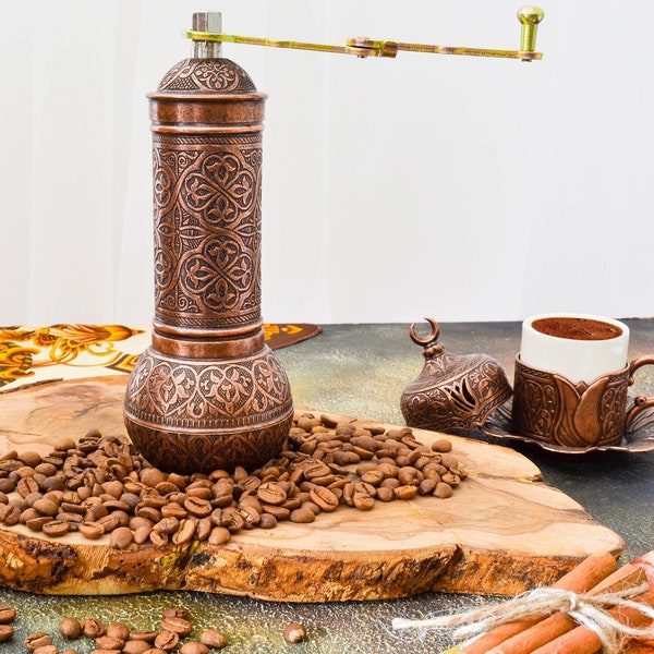 Manual Coffee Grinder with Handle, Brass Coffee Mill, Traditional Turkish Coffee Grinder, Decorative Coffee Grinder, Turkish Coffee Mill
