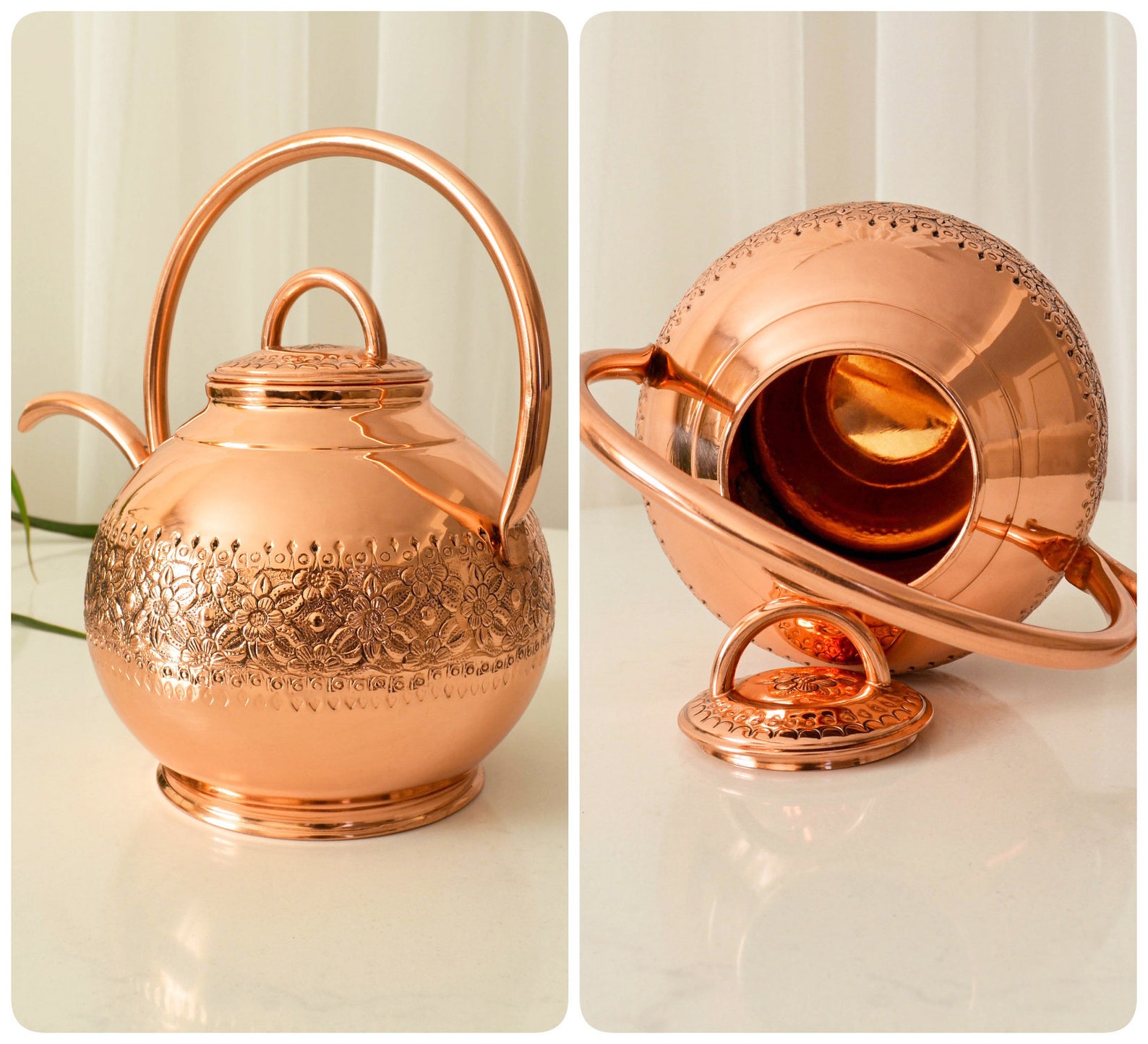 Copper Flower Watering Can Handmade Copper Watering Pot Pure Etsy
