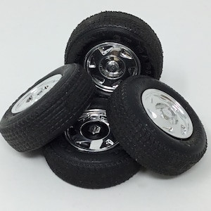 GMC Truck Stock Wheels - Model Car Junkyard Wheel & Tire Set #E714