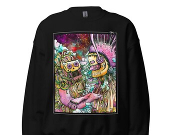 Multicolored Unisex Sweatshirt Graphic Illustration // "The Lover and the Fool"