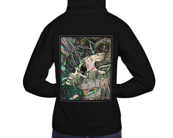 Black Unisex Graphic Illustration Hoodie/ "Meet Me Halfway"