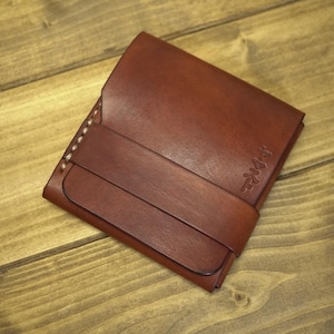 Minimalist wallet- hand made in Japan with Shonan leather - hand dyed burgundy