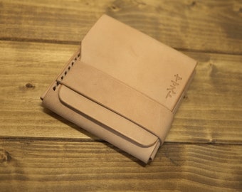 Minimalist wallet- hand made in Japan with Shonan leather - Natural