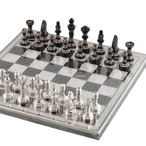 Brass Chess Pieces Set 12&quot;x12&quot; Luxury Chess Set Heavy Chess Set Anniversary Gift for Him Chess Board Set with red velvet box
