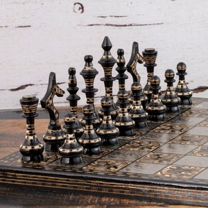 Brass Chess Pieces Set 12&quot;x12&quot; Luxury Chess Set Heavy Chess Set Anniversary Gift for Him Chess Board Set with red velvet box