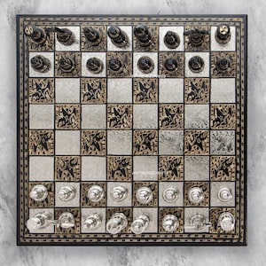 Handmade Chess Board Set | Luxury Chess Board | Gift for him | Heavy Chess for Birthday/ Anniversary Gift with black leatherette box/Red Box image 10