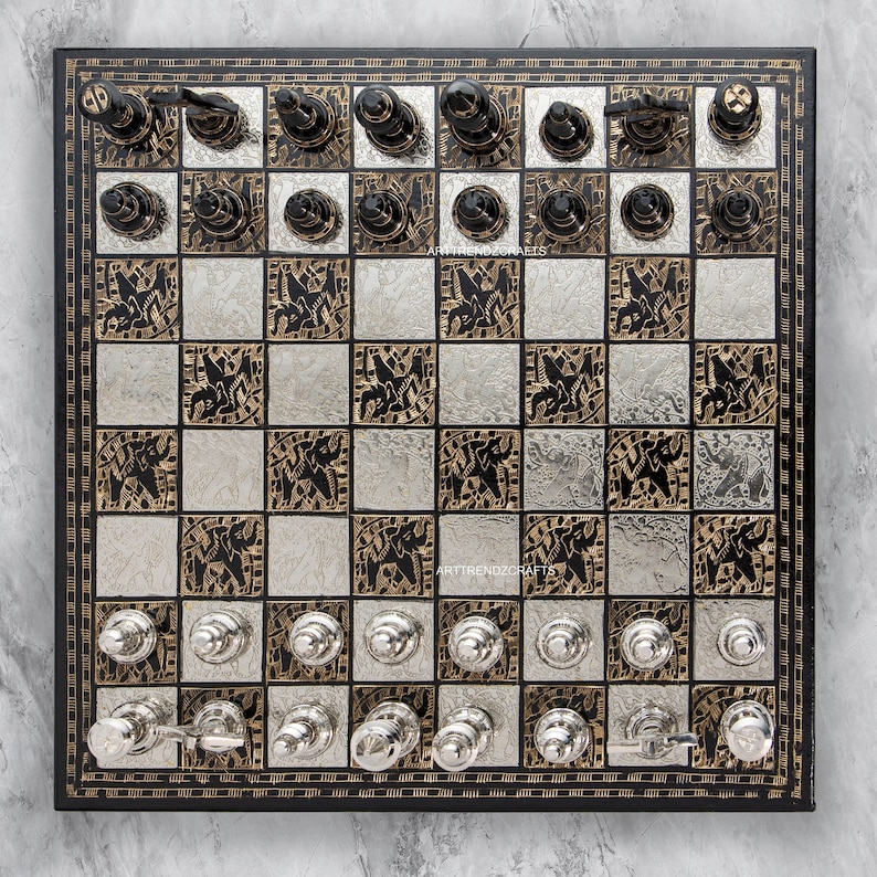 Handmade Chess Board Set | Luxury Chess Board | Gift for him | Heavy Chess for Birthday/ Anniversary Gift with black leatherette box/Red Box image 10