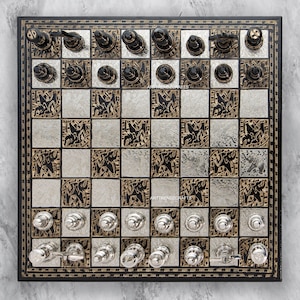 Brass Chess Pieces and Board Set Luxury Chess Set Heavy Chess Set Gift Chess Board Set with red velvet box size as per your request