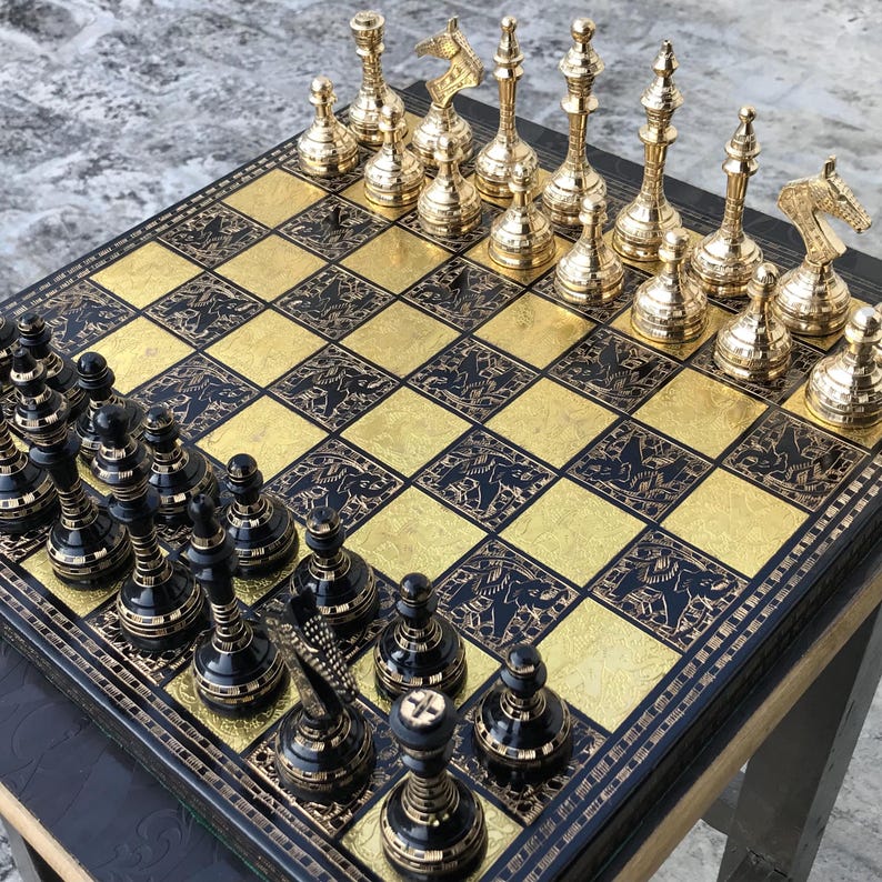 Handmade Chess Board Set | Luxury Chess Board | Gift for him | Heavy Chess for Birthday/ Anniversary Gift with black leatherette box/Red Box image 4