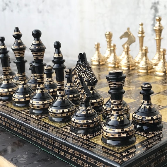Handmade Chess Board Set | Luxury Chess Board | Gift for him | Heavy Chess for Birthday/ Anniversary Gift with black leatherette box/Red Box